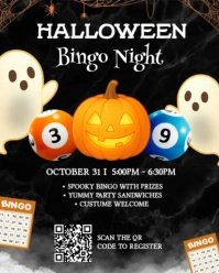 Editable Halloween Bingo Night Party Flyer Instagram Portrait template