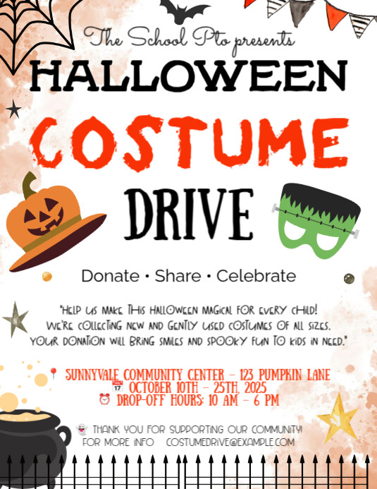 Editable Halloween Costume Drive Flyer, Template | PosterMyWall