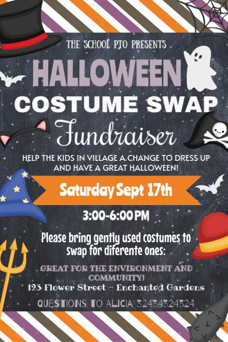 Editable Halloween Costume Swap Flyer, Poster template