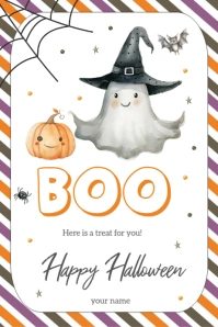Editable Halloween Favor Tags Boo Gift Tag Banner 4' × 6' template