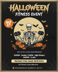 Editable Halloween Fitness Workout Event Flyer Instagram Portrait template