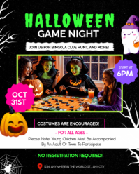 Editable Halloween Game Night & Party Flyer Instagram Potrait template