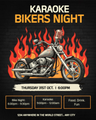 Editable Halloween Karaoke & Bikers Night Party Flyer Instagram Portrait template