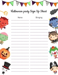 Editable Halloween Party Sign Up Sheet Flyer (US Letter) template