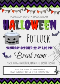 Editable Halloween Potluck Flyer A6 template