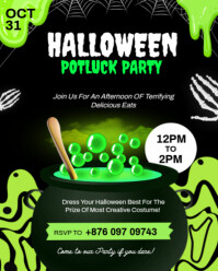 Black Halloween Potluck Party Instagram Portrait Template