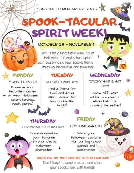 Editable Halloween Spirit Week Flyer,Halloween Spirit Week Flyer