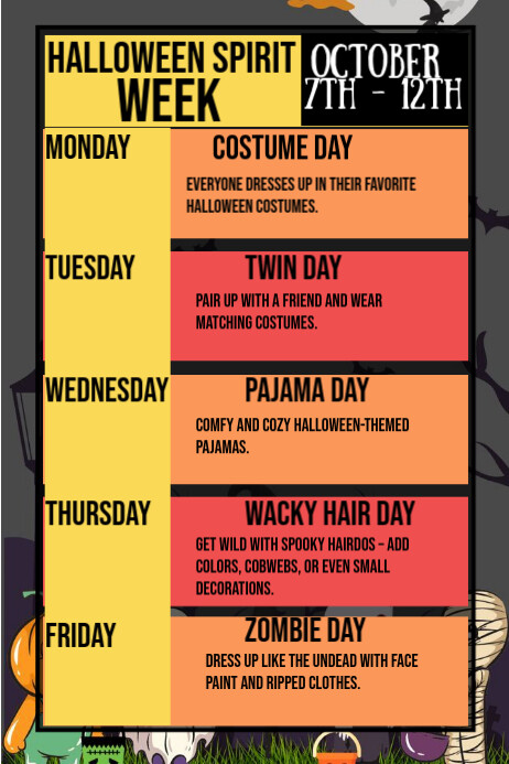 Editable halloween spirit week flyer template PosterMyWall Editable halloween spirit week flyer template PosterMyWall