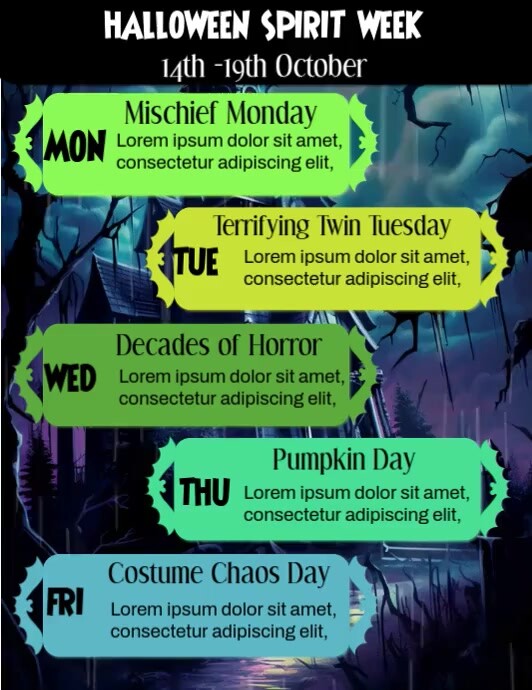 Plantilla de editable halloween spirit week video template PosterMyWall