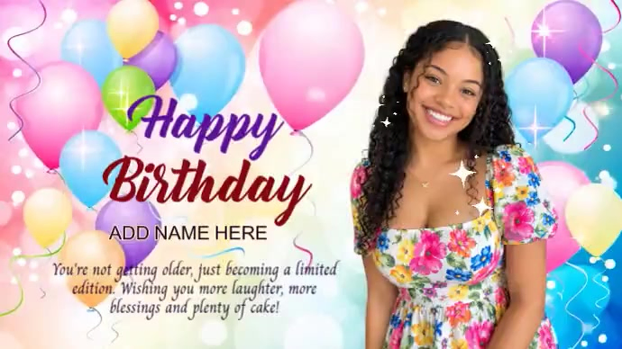 Editable Happy Birthday Video Greeting Card With Photo, Colorful ...