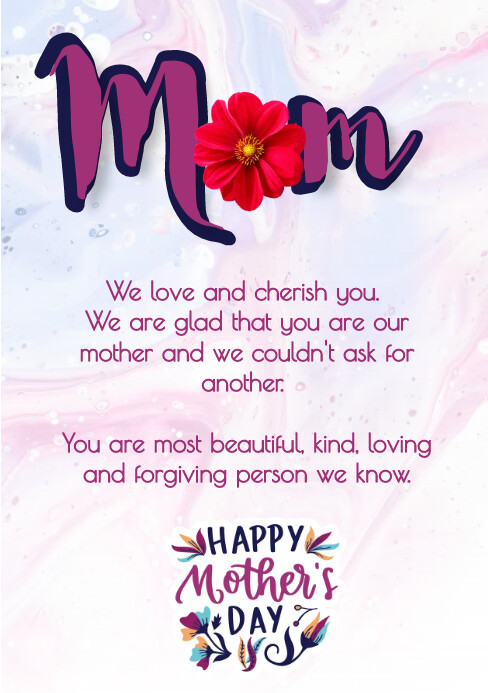Editable Happy Mother's day Card flyer A5 template