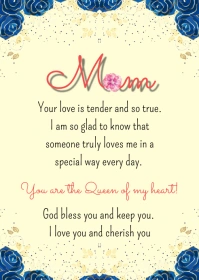 Editable Happy Mother's day Card flyer A6 template