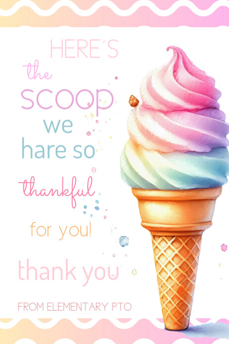 EDITABLE Here's the Scoop Ice Cream Appreciation Sign Banner 4' × 6' template