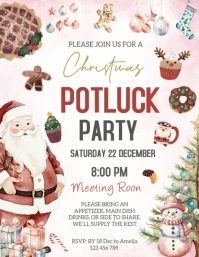 Editable Holiday Potluck Flyer, Christmas Work Potluck Party template