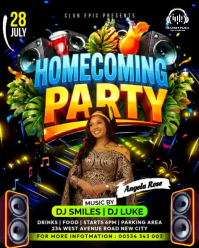 Editable Homecoming Party night club music dj event welcome home celebration event video poster back Instagram Portrait template