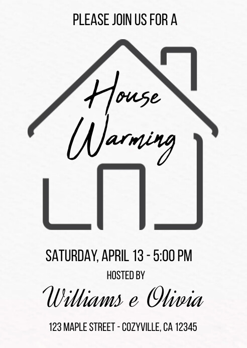 Editable Housewarming Invitation, A6 template