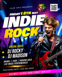 Editable Indie Rock Music independent alternative modern garage concert live performance festival pa Instagram Portrait template