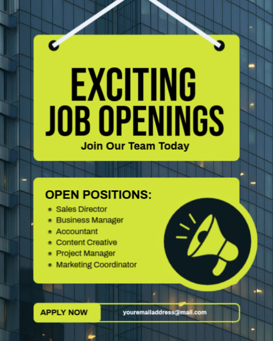Editable Job Openings Flyer Template | We're Hiring Poster | PosterMyWall