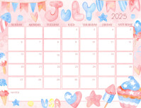 EDITABLE July 2025 Summer Calendar Flyer (US Letter) template