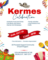 Editable Kermes & Hispanic Festival Fundraiser Flyer Instagram Portrait template