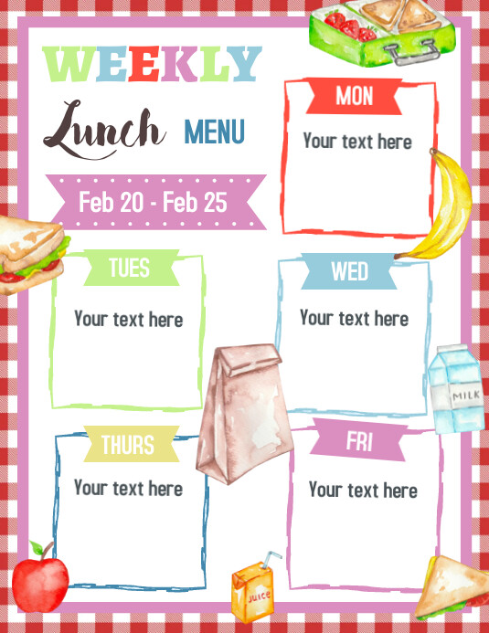 Copy of Editable Kids Lunch Planner | PosterMyWall Copy of Editable Kids Lunch Planner | PosterMyWall