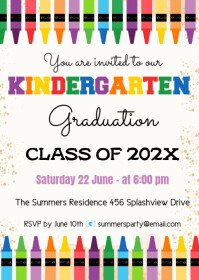 Editable Kindergarten Graduation Invitation A6 template