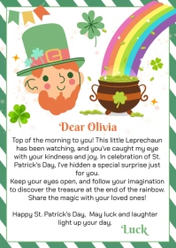 EDITABLE Leprechaun Letter A6 template
