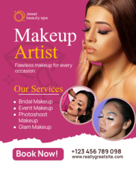 Editable Makeup Artist Services Flyer Template Instagram Portrait