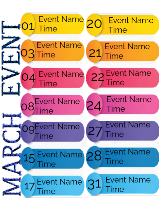 March Event Calendar Template | PosterMyWall