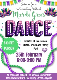 EDITABLE Mardi Gras Dance Flyer A6 template