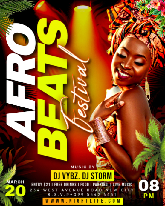 Editable Maximalist Afro beats Music Festival afro beat night club dj ...