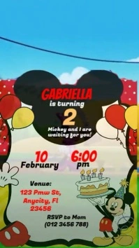 Editable Mickey Mouse 2nd Birthday Invitation Template – Cute Party Invite for Toddlers História do Instagram