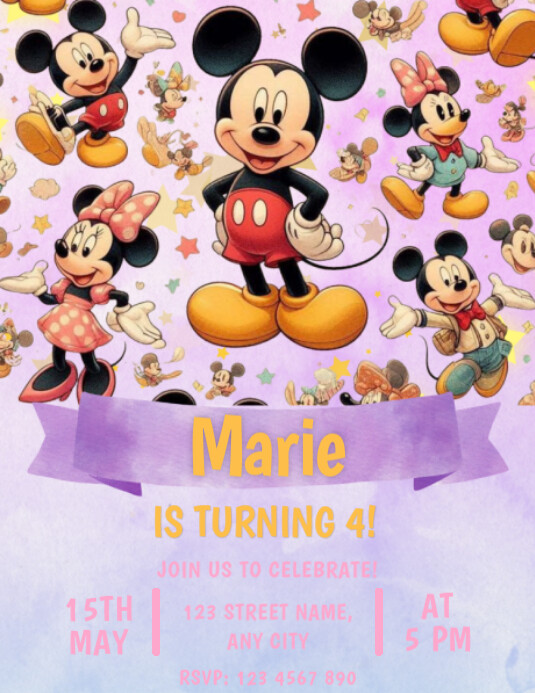 Editable Mickey Mouse Birthday Invitation Template | PosterMyWall