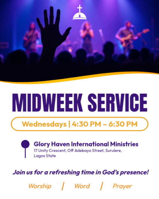 Editable Midweek Church Service Flyer Template Worship, Prayer & Bible ...