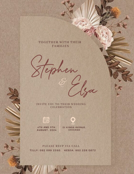 Editable Minimal A4 Wedding Invitation Design Template | PosterMyWall