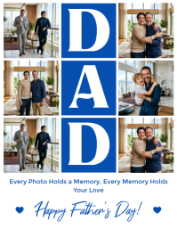 Editable Modern and Minimal Father's Day Photo Collage Flyer Folder (US Letter) template