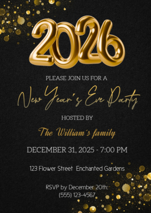 Editable New Year's Eve Party Invitation Template | PosterMyWall