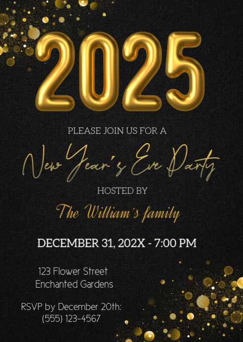 Editable New Year's Eve Party Invitation Template | PosterMyWall