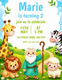 Editable Noah's Ark Birthday Party Flyer Folder (US Letter) template