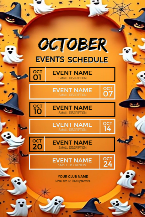 editable october events schedule Template | PosterMyWall