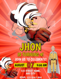 Editable One Punch Man Birthday party invite Ulotka (US Letter) template