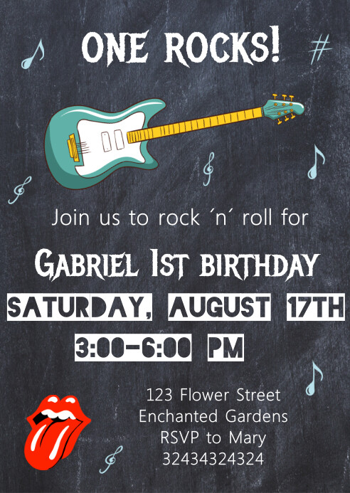 One Rocks Invitation Free Editable one rocks birthday invitation Template | PosterMyWall