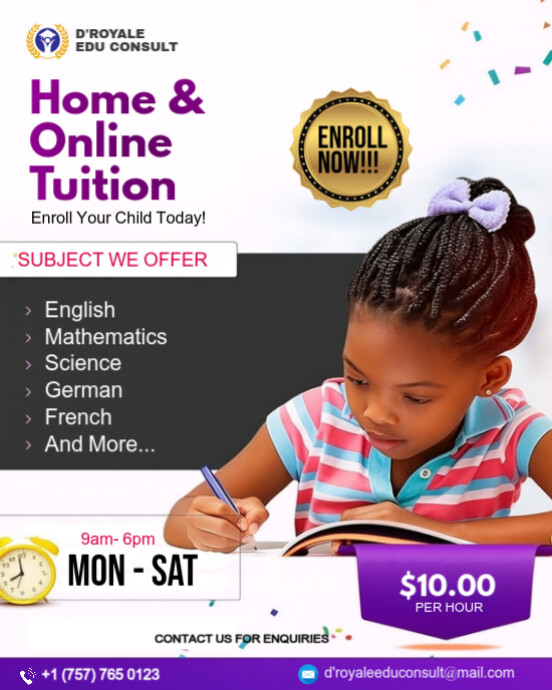 Editable Online & Home Tutoring Services Flyer Instagram post template