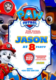 Editable Paw Patrol Kid's Birthday Event Video Invitation A4 template