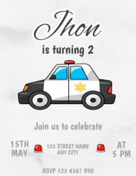 Editable Police Car Birthday Invitation Flyer (US Letter) template