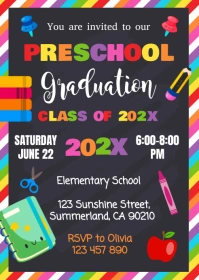 Editable Preschool Graduation Invitation A6 template