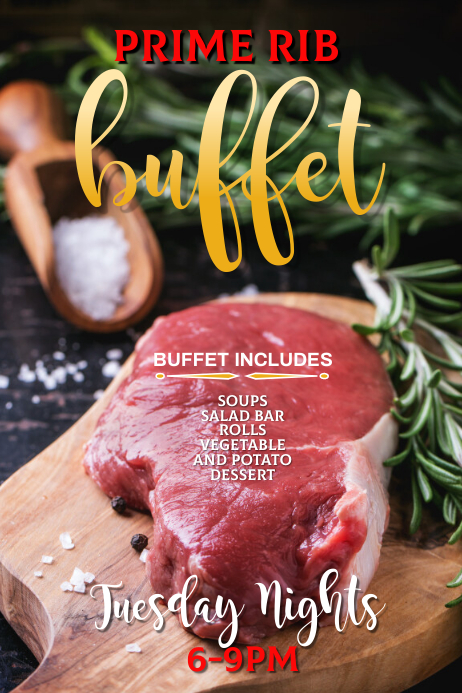 Editable Prime Rib Dinner flyer template | PosterMyWall