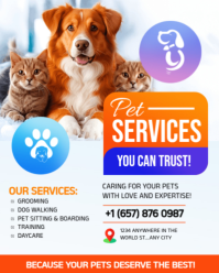 Editable Professional Pet Care Services Flyer Instagram Portrait template