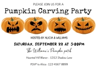 EDITABLE Pumpkin Carving Party Invitation, Halloween Party, A6 template