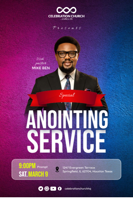 Editable Purple Anointing Service Poster Templat | PosterMyWall